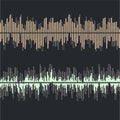 Sound waves collection on gray background flat - vector