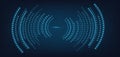 Sound waves dark blue light dot pattern. Abstract technology background Royalty Free Stock Photo