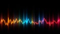 Sound waves equalizer in futuristic colors. Frequency audio waveform on black background. Music wave. Royalty Free Stock Photo