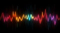 Sound waves equalizer in futuristic colors. Frequency audio waveform on black background. Music wave. Royalty Free Stock Photo