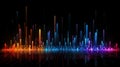 Sound waves equalizer in futuristic colors. Frequency audio waveform on black background. Music wave. Royalty Free Stock Photo