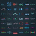 Sound waves, music equalizer frequency spectrum