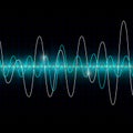 Sound waves oscillating glow light on dark background. Abstract technology vector illustration Royalty Free Stock Photo