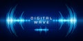 Sound waves oscillating glow light, Digital wave, Abstract technology background - Vector