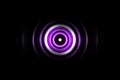 Sound waves oscillating purple light with circle spin abstract background Royalty Free Stock Photo