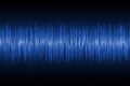 Sound waves oscillating on technology background. Blue glow music wave. Vector. Royalty Free Stock Photo