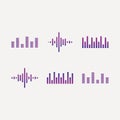 Sound waves set, audio digital equalizer technology, musical pulse vector Illustrations on a white background