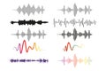 Sound waves set, audio digital equalizer technology, musical pulse vector Illustrations on a white background