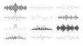 Sound waves set. Audio equalizer technology, volume level symbol, pulse musical, voice line waveform, electronic radio Royalty Free Stock Photo