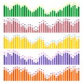 Sound waves vector set. Audio equalizer. Royalty Free Stock Photo