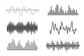 Sound waves, volume diagrams. Noise level charts, radio waves. Equalizer and recording concept Royalty Free Stock Photo
