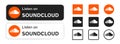 Soundcloud. Soundcloud logo App and badge set. Listen on soundcloud UI icons. Popular set of logo in different style. Editorial