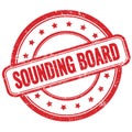 SOUNDING BOARD text on red grungy round rubber stamp