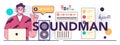 Soundman typographic header. Music production industry, sound