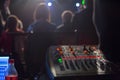 Soundman working on the mixing console. Royalty Free Stock Photo