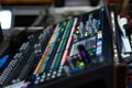 Soundmixer, sound control panel in the nightclub Royalty Free Stock Photo