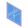 Soundproofing modern window icon, isometric style