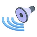 Soundproofing sound speaker icon, isometric style