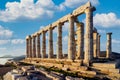 Sounion, Attica - Greece. The Temple of Poseidon at cape Sounion