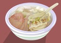 delicious noodle soup isolated on flat background