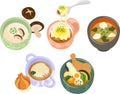 The various icons of delicious soup Royalty Free Stock Photo