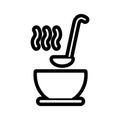 Soup bowl with ladle. Vector illustration decorative design