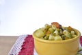 Soup bowl with pasta, beans and vegetables on white background Royalty Free Stock Photo