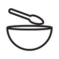 Soup bowl thin line vector icon
