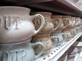 Soup bowls in a pile on a shelf in the store Royalty Free Stock Photo