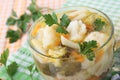 Soup of broccoli and cauliflower in bowl Royalty Free Stock Photo