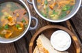 soup with chanterelles and herbs