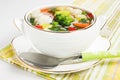 Soup with chicken meatballs and fresh vegetable Royalty Free Stock Photo