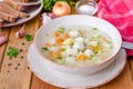 Soup with chicken meatballs and noodles Royalty Free Stock Photo