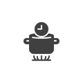 Soup cooking time vector icon