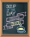 Framed chalkboard with day special menu, written with chalk font. Royalty Free Stock Photo