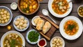 soup, dumplings, boiled potatoes, salted fish Royalty Free Stock Photo