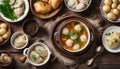 soup, dumplings, boiled potatoes, salted fish Royalty Free Stock Photo