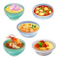Soup food item icon collection set