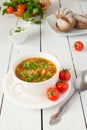 Soup from fresh cabbage and tomato Royalty Free Stock Photo