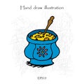 Soup hand drawing color illustration