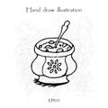 Soup hand drawing color illustration