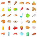 Soup icons set, cartoon style