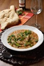 Soup Kharcho with flatbread and wine