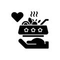 Soup kitchen volunteer black glyph icon