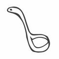 Soup ladle dish cute kitchen equipment vector doodle hand drawn illustration, sticker, icon. Monochrome black design Royalty Free Stock Photo