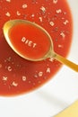 Soup With Letter Noodles On Spoon Royalty Free Stock Photo