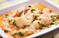 Soup-like rice with codfish