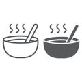 Soup line and glyph icon, food and meal, bowl sign, vector graphics, a linear pattern on a white background.