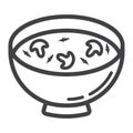 Soup line icon, food and drink, bowl sign