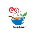 Soup lover logo vector concept, icon, element, and template for company Royalty Free Stock Photo